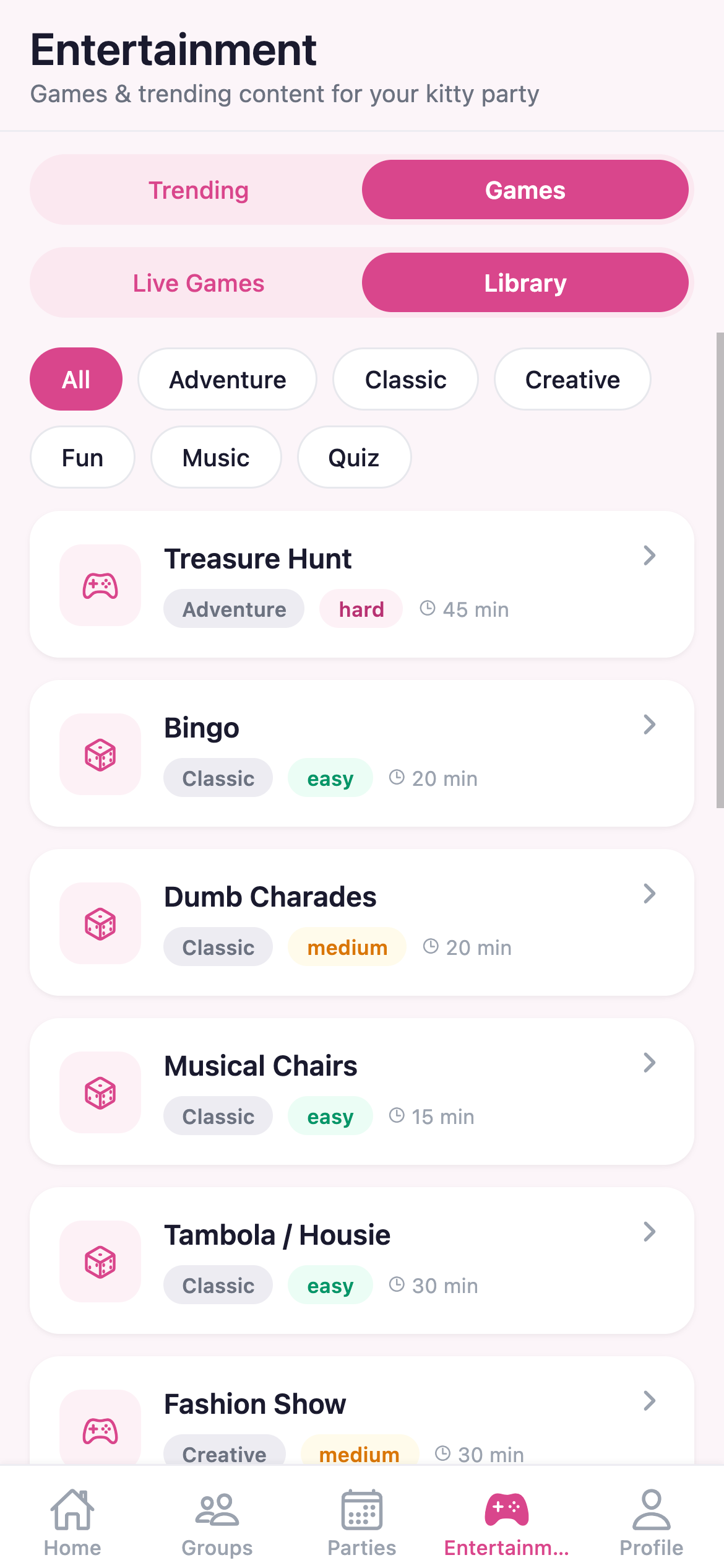 Entertainment - games library