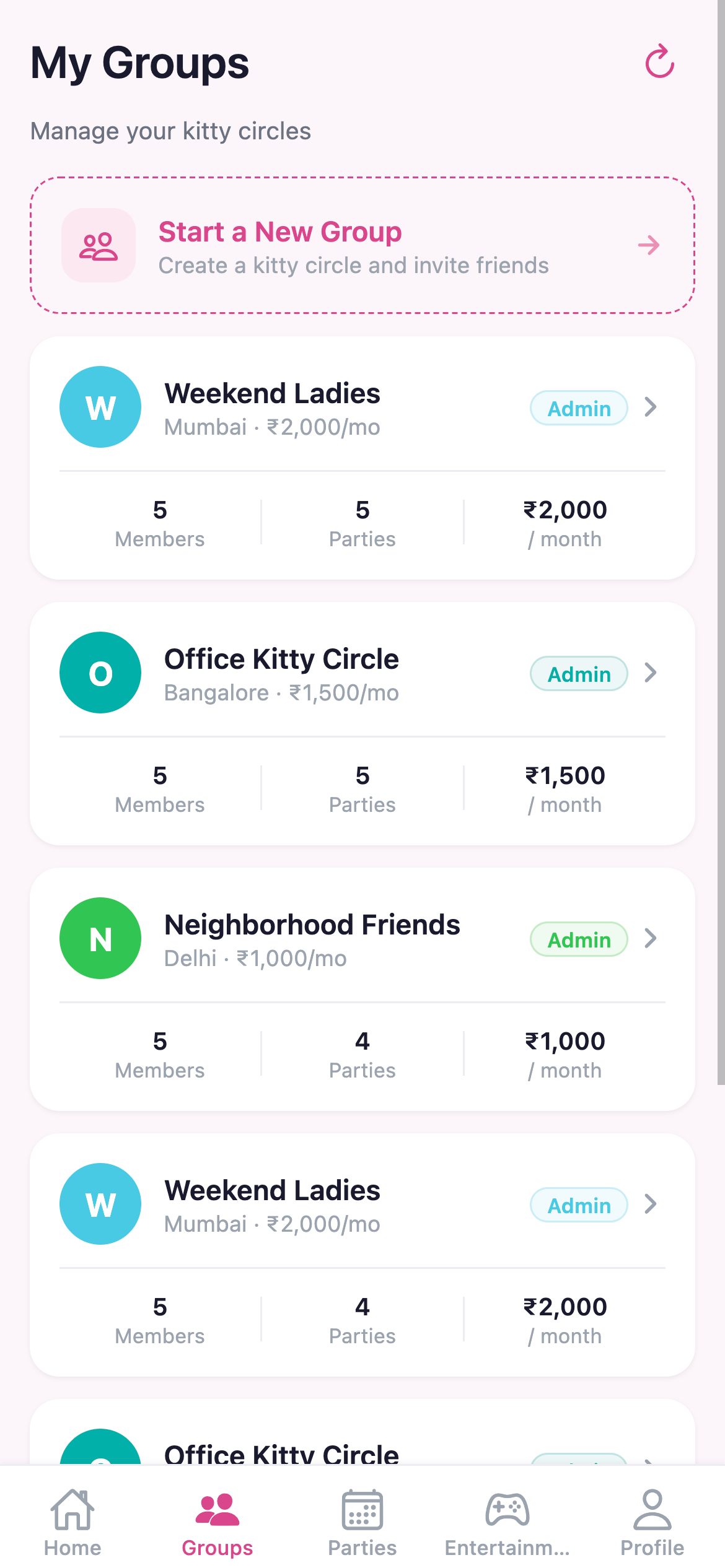 My Groups - manage groups